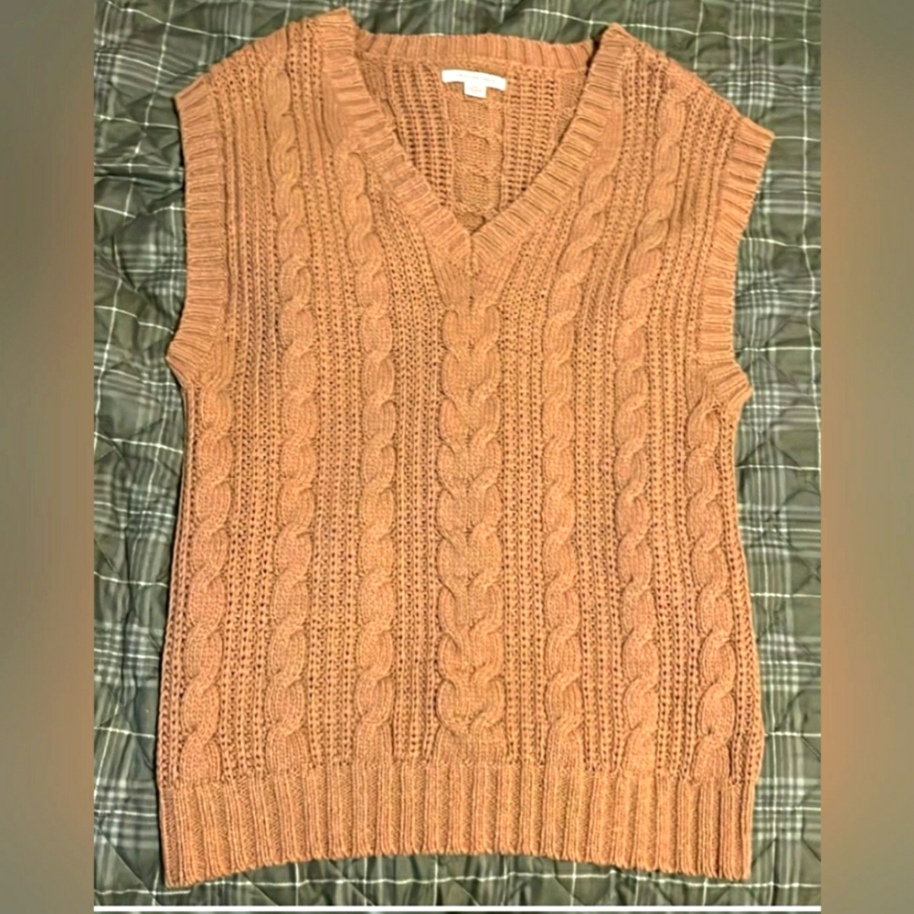AMERICAN EAGLE Sweater Vest Brown V-neck Women's Size Large